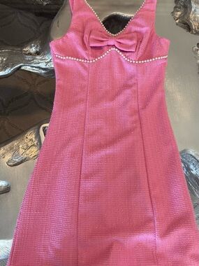 Girls Pink Bow-Accent Sleeveless Dress Size 2